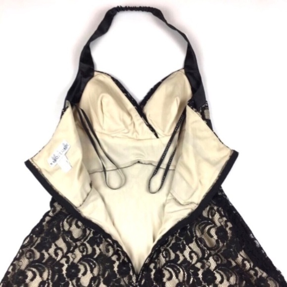 MASQUERADE Little Black Dress Lace Halter Prom Formal Sweetheart Grunge Emp Goth - Picture 4 of 7